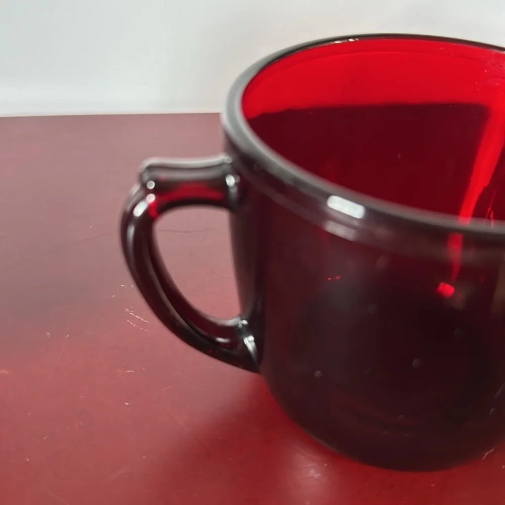 Vtg Royal Ruby Red Glass Creamer & Open Sugar Bowl Set Anchor Hocking 1960’s